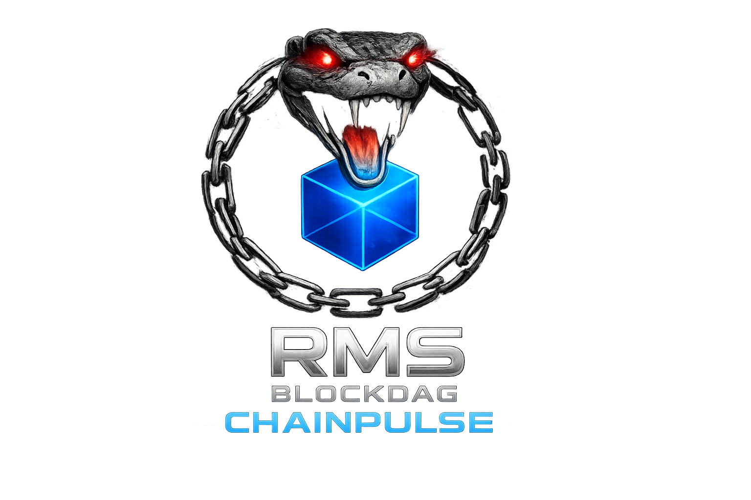 RMS BlockDAG chain and snake emblem